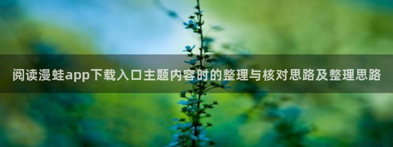 少女漫画:阅读漫蛙app下载入口主题内容时的整理与核对思路及整理思路